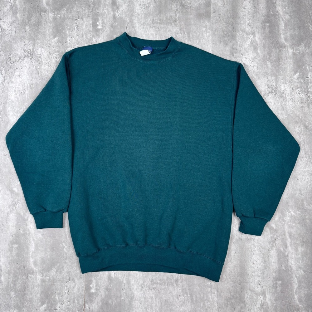 Vintage Honors Sweatshirt Mens Large Green Long Sleeve Blank Pullover USA 90s